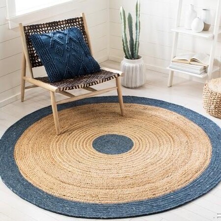 Safavieh 5 x 7 ft. Braided Contemporary Oval Rug, Navy & Natural BRD910N-5OV